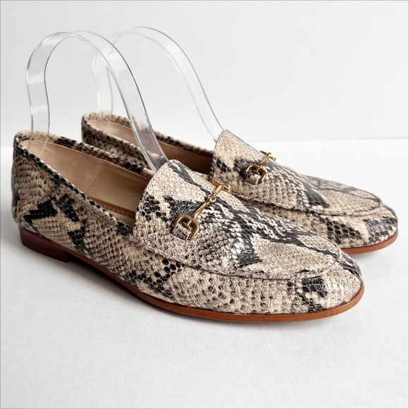 Sam Edelman Loraine Bit Loafer 6.5 neutral reptile snakeskin leather flats shoes - Picture 5 of 13